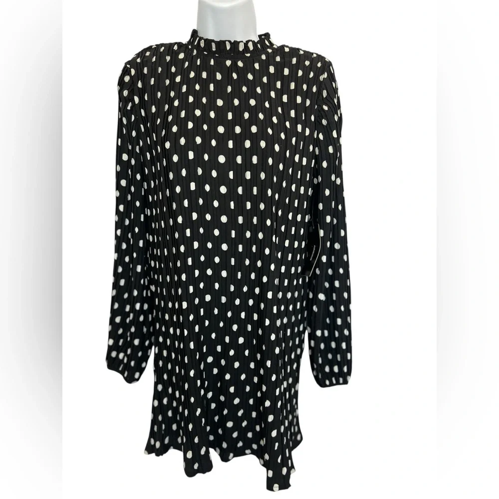 🆕 🖤 NWT LULUS Pleat to Meet You Polka Dot Shift Dress | Black | XS - Picture 11 of 14